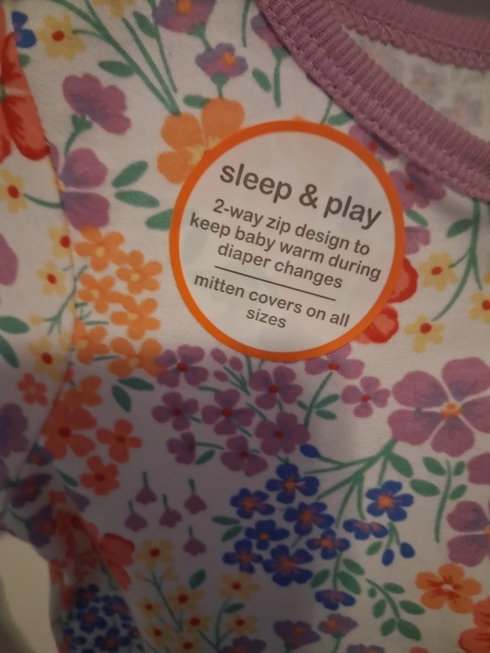 wonder nation Floral Zip-Front Footed Pajamas - Pink, Orange, Purple
